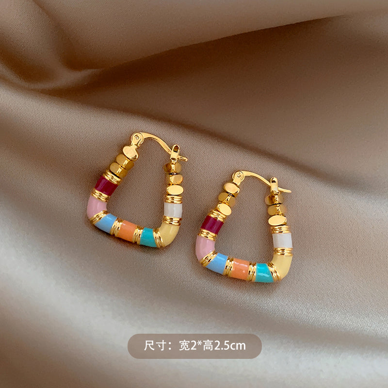 Dopamine Geometric Ear Cuff | Colorful Enamel Helix Clip, Lightweight Statement Earrings for Cartilage