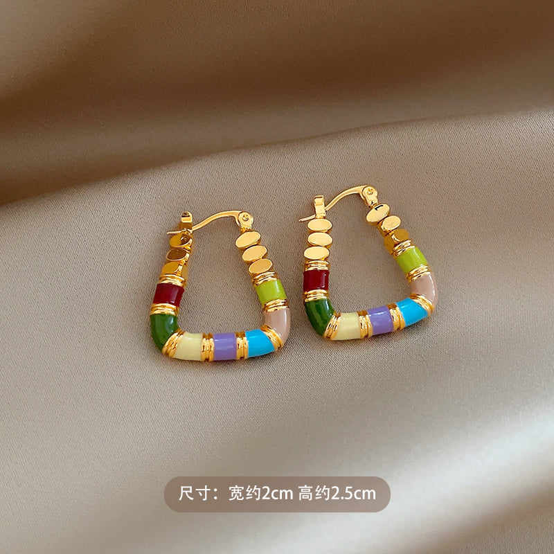 Dopamine Geometric Ear Cuff | Colorful Enamel Helix Clip, Lightweight Statement Earrings for Cartilage